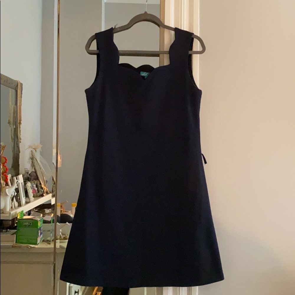 Scalloped neck a line dress